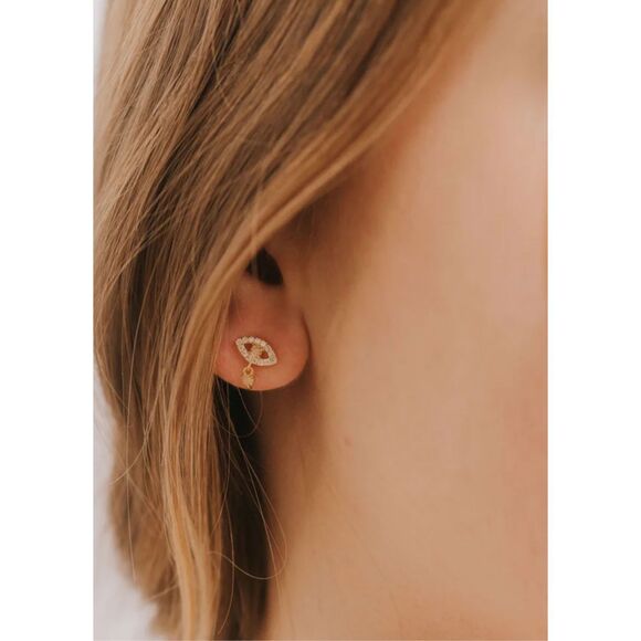 JAXKELLY Mother of Pearl Evil Eye Drop Earrings New - Picture 1 of 5